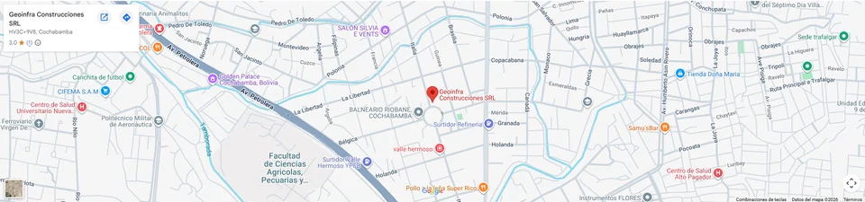 Vista previa de la ubicación de Geoinfra en Cochabamba