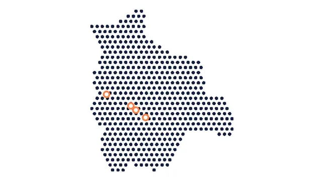 Mapa de Bolivia con los cuatro proyectos de Geoinfra
